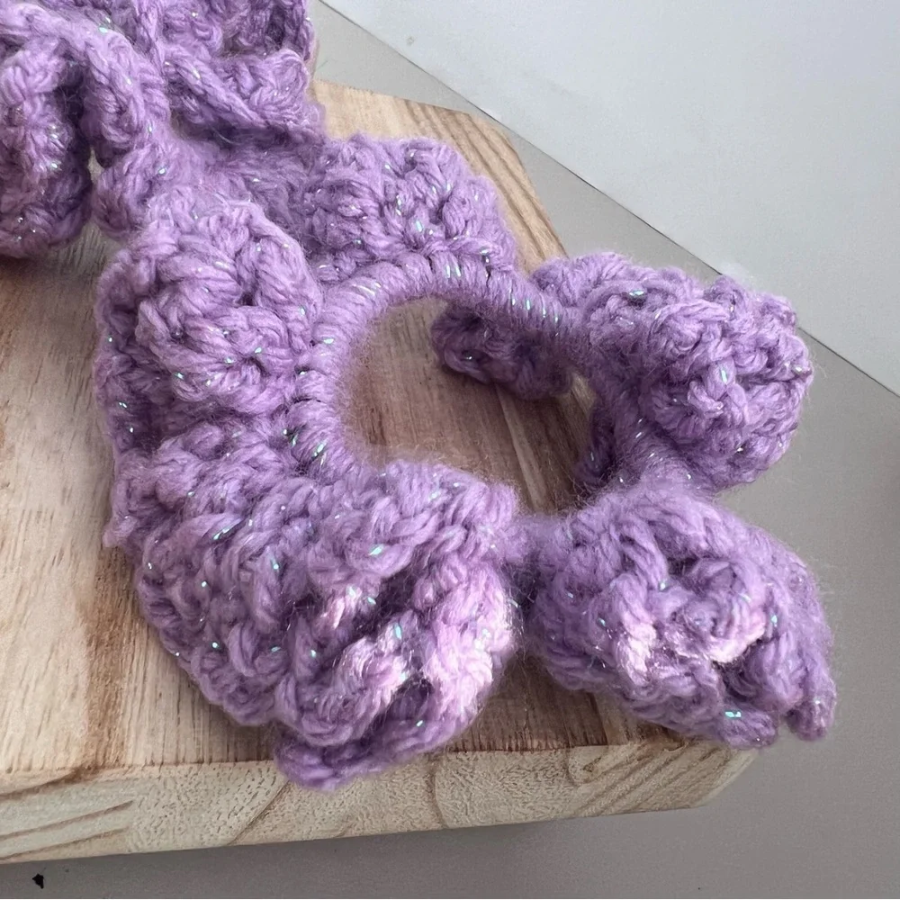 Scrunchies Sparkle Sweet Violet Handmade Crochet Set Of 2